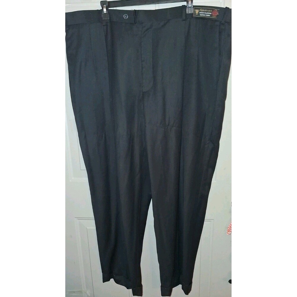 Luca Rossi Italia Men's Black Pleated Dress Pants Size 46 Inseam 30 Cuffed